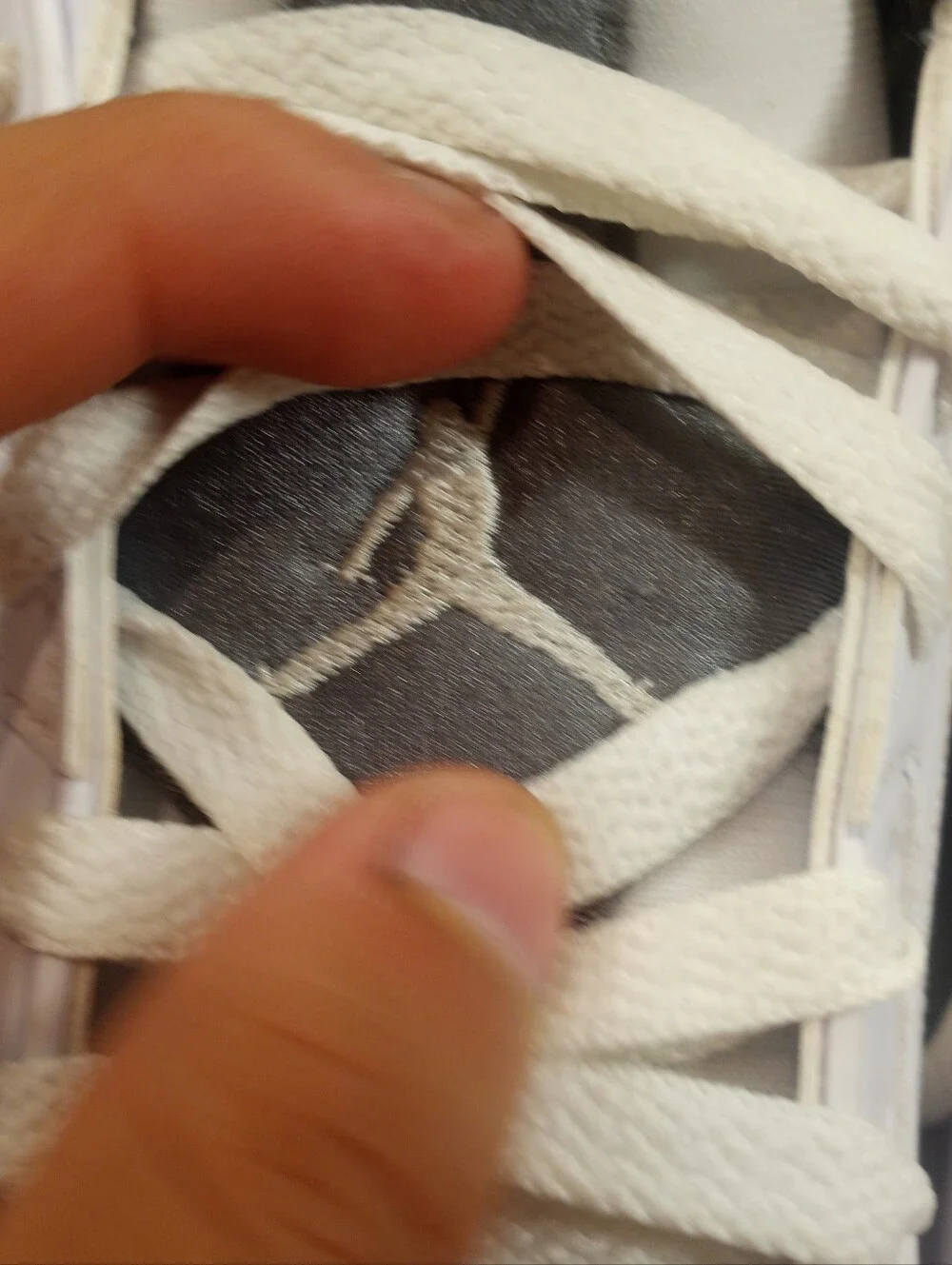 Jordan Men's White and Gray Retro Basketball Sneakers Size 8.5